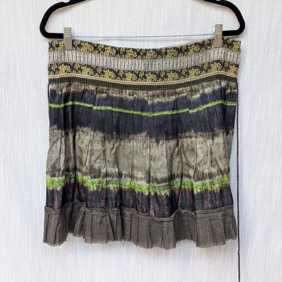 Free People Anna Corinna Boho Reworked Vintage Hand Pleated Dyed Skirt, size M - Picture 2 of 8